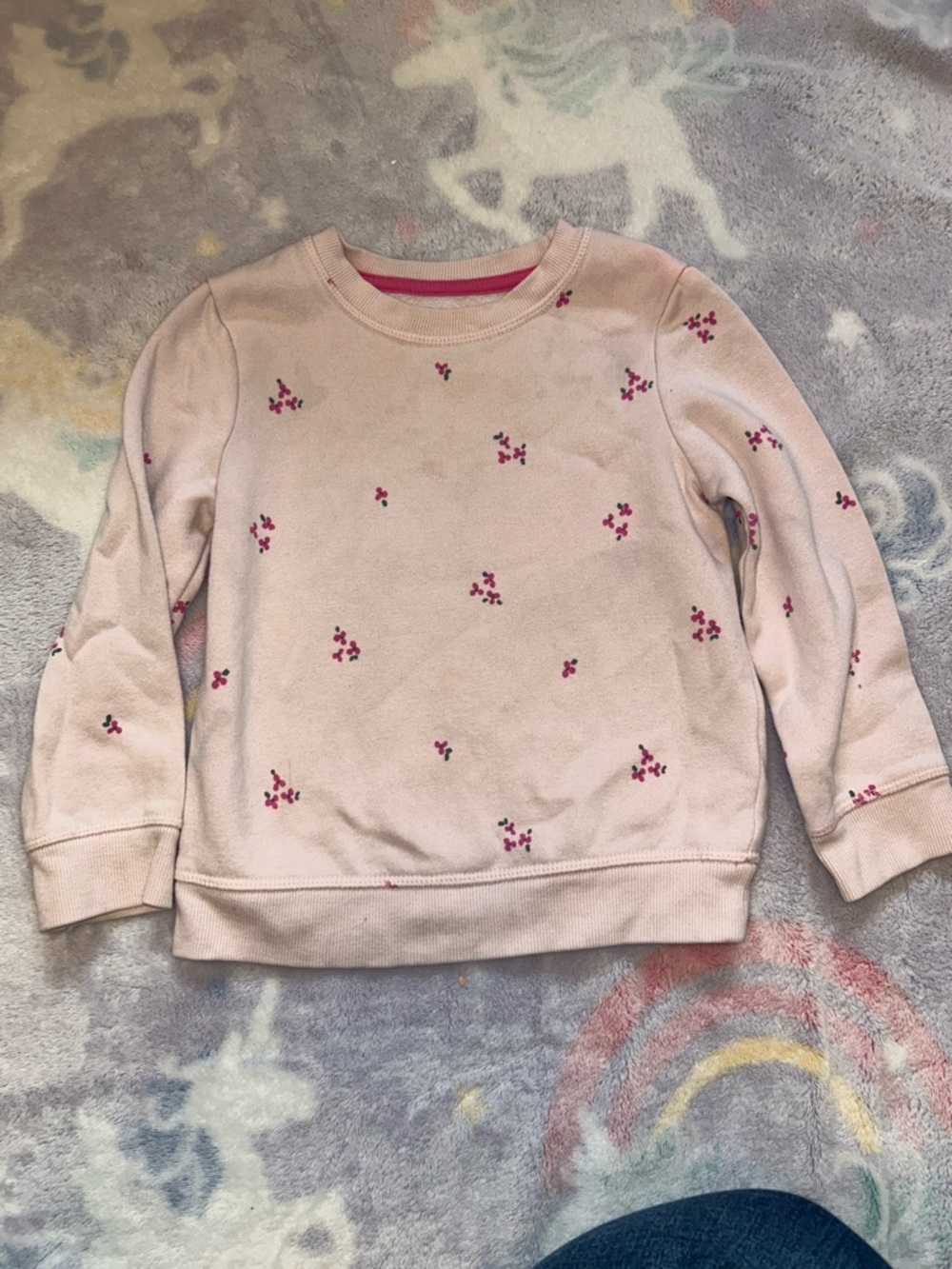 Cat & Jack Pink Sweatshirt with Magenta Dot Floral Accents